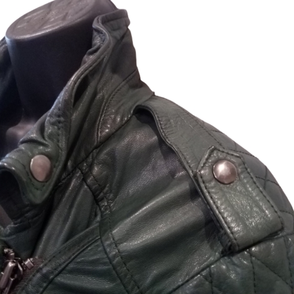 Muubaa Nido Quilted Moto Leather Biker Jacket Sz14 - Picture 2 of 8